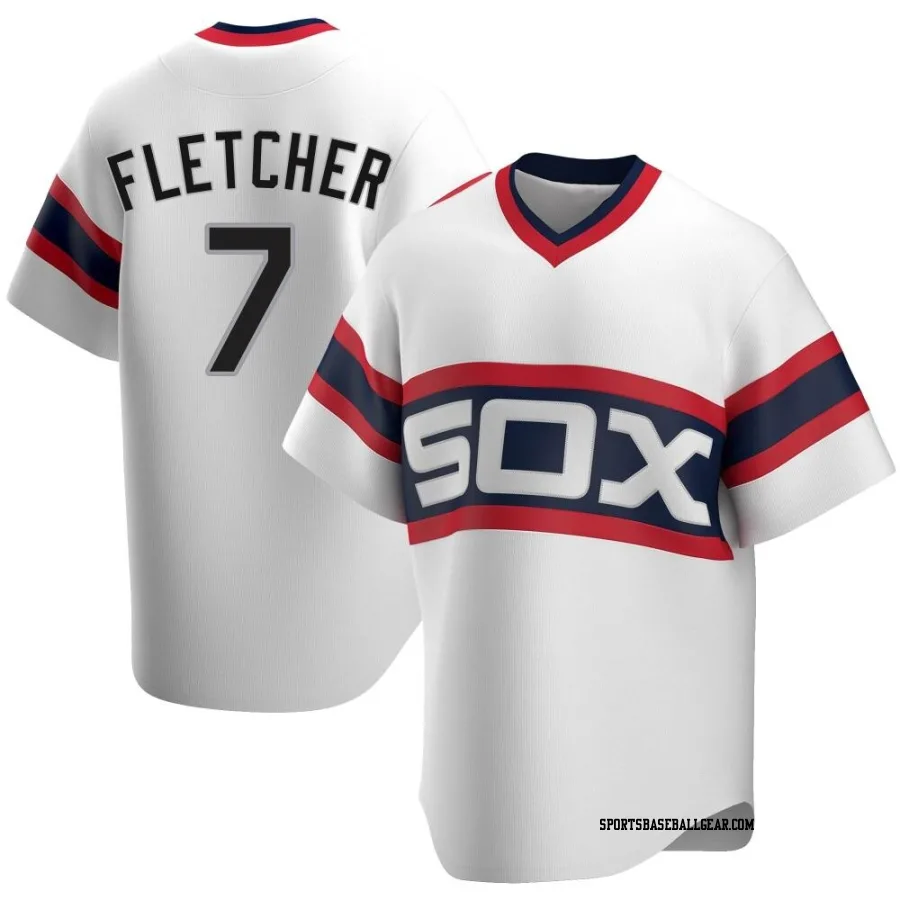 Dominic Fletcher Men's Chicago White Sox White Replica Cooperstown Collection Jersey