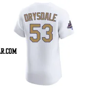 Don Drysdale Men's Los Angeles Dodgers Gold Elite White 2025 Collection Jersey
