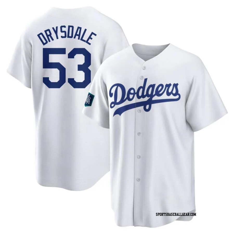 Don Drysdale Youth Los Angeles Dodgers White Replica 2024 World Tour Seoul Series Home Jersey