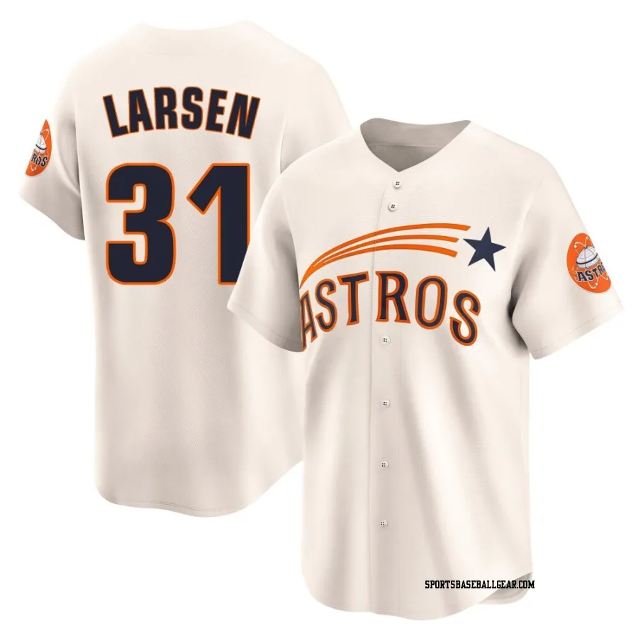 Don Larsen Men's Houston Astros Cream Limited Throwback Cooperstown Collection Jersey