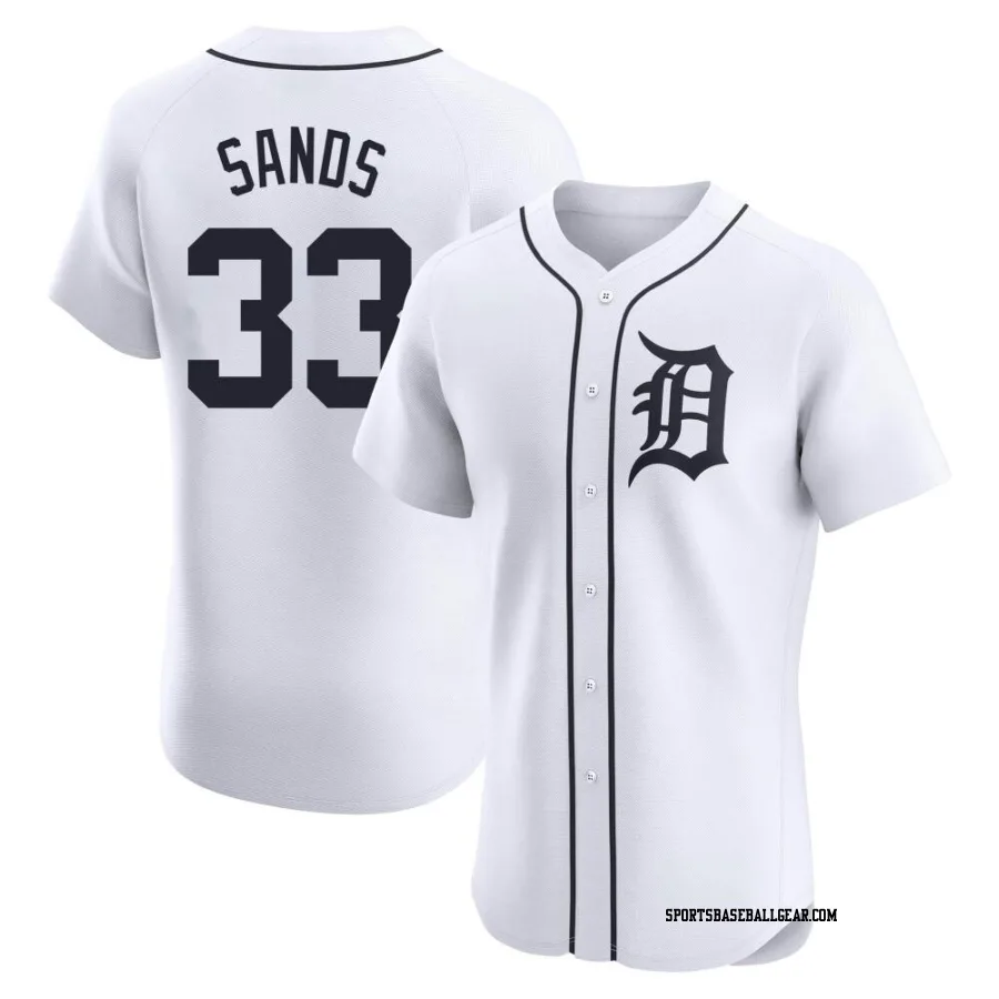 Donny Sands Men's Detroit Tigers White Elite Home Jersey