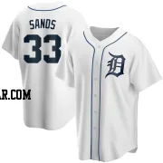 Donny Sands Men's Detroit Tigers White Replica Home Jersey
