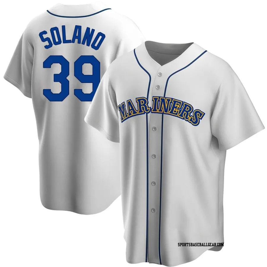 Donovan Solano Youth Seattle Mariners White Replica Home Cooperstown Collection Jersey