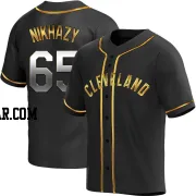 Doug Nikhazy Men's Cleveland Guardians Black Golden Replica Alternate Jersey