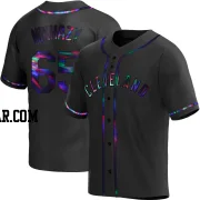 Doug Nikhazy Men's Cleveland Guardians Black Holographic Replica Alternate Jersey