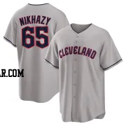 Doug Nikhazy Men's Cleveland Guardians Gray Replica Road Jersey