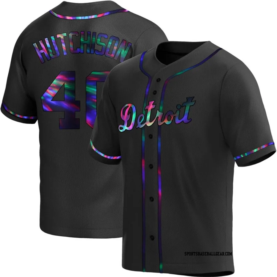 Drew Hutchison Youth Detroit Tigers Black Holographic Replica Alternate Jersey