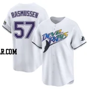 Drew Rasmussen Men's Tampa Bay Rays White Limited Throwback Cooperstown Jersey