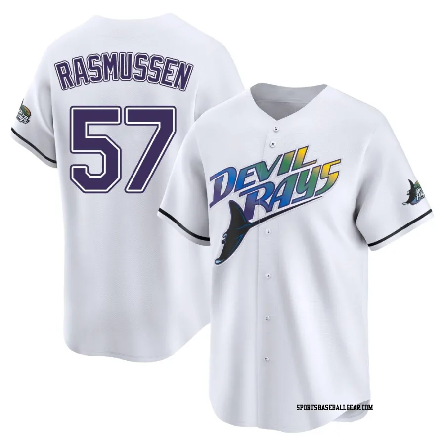 Drew Rasmussen Youth Tampa Bay Rays White Limited Throwback Cooperstown Jersey