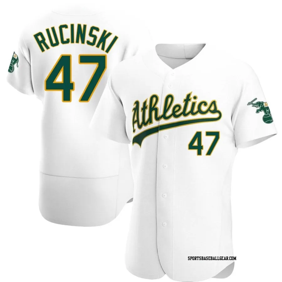 Drew Rucinski Men's Oakland Athletics White Authentic Home Jersey