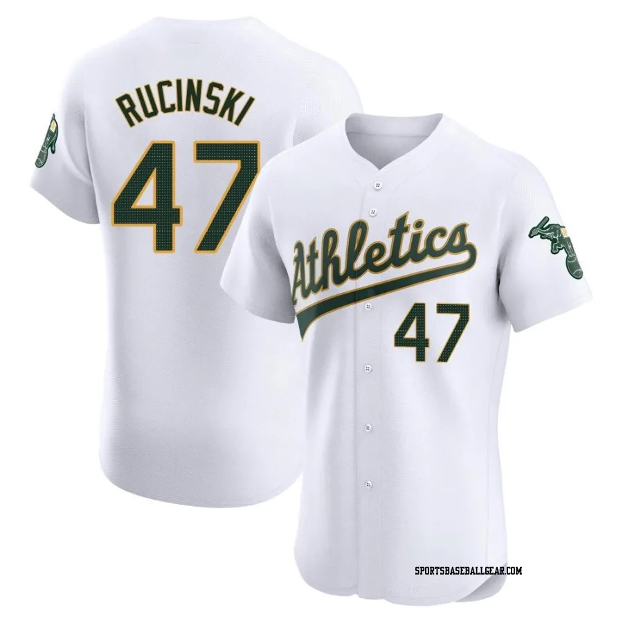 Drew Rucinski Men's Oakland Athletics White Elite Home Jersey