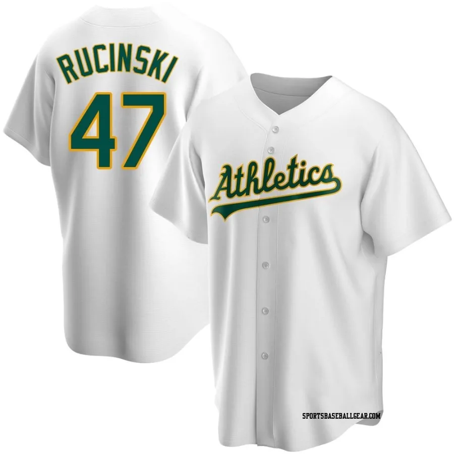 Drew Rucinski Men's Oakland Athletics White Replica Home Jersey