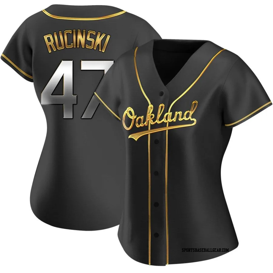 Drew Rucinski Women's Oakland Athletics Black Golden Replica Alternate Jersey