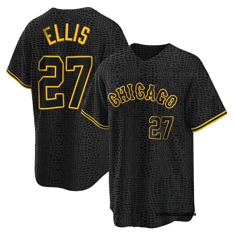 Duke Ellis Men's Chicago White Sox Black Replica Snake Skin City Jersey