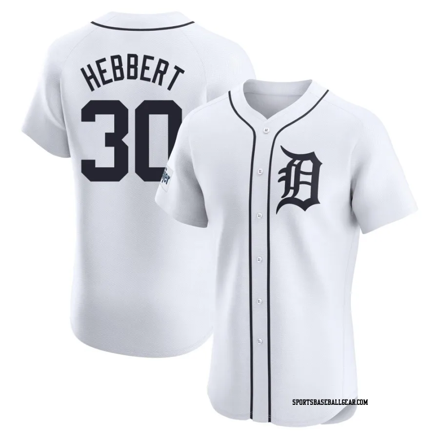 Duque Hebbert Men's Detroit Tigers White Elite Home Patch Jersey