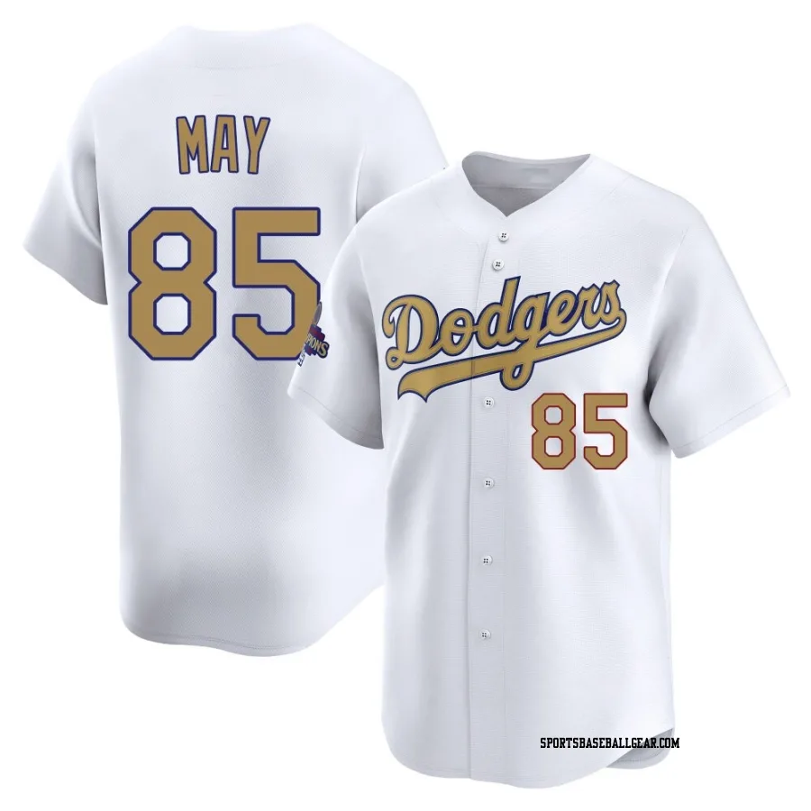 Dustin May Men's Los Angeles Dodgers Gold Limited White 2025 Collection Jersey