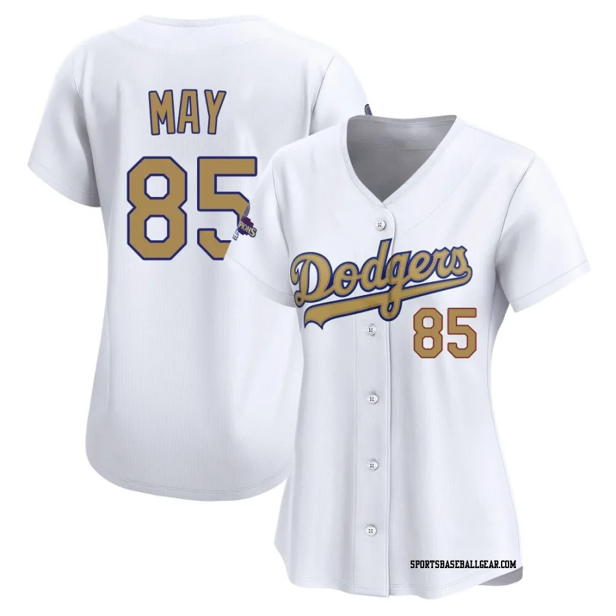 Dustin May Women's Los Angeles Dodgers Gold Limited White 2025 Collection Jersey