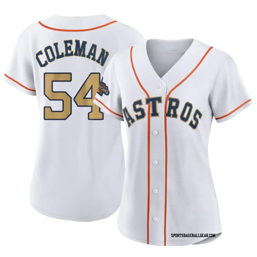 Dylan Coleman Women's Houston Astros Gold Replica White 2023 Collection Jersey