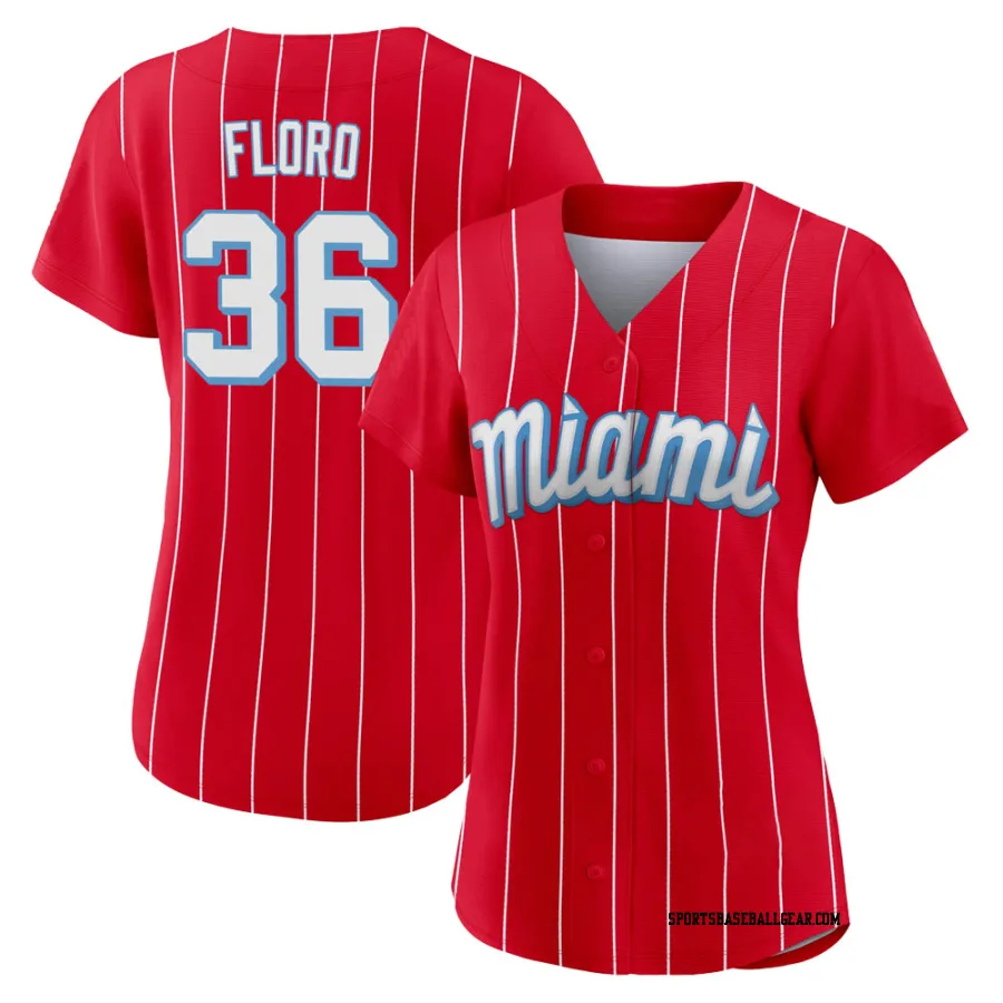 Dylan Floro Women's Miami Marlins Red Authentic 2021 City Connect Jersey