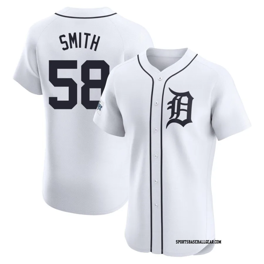 Dylan Smith Men's Detroit Tigers White Elite Home Patch Jersey