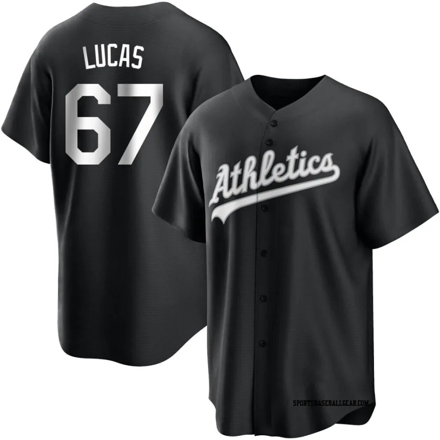 Easton Lucas Men's Oakland Athletics Black/White Replica Jersey