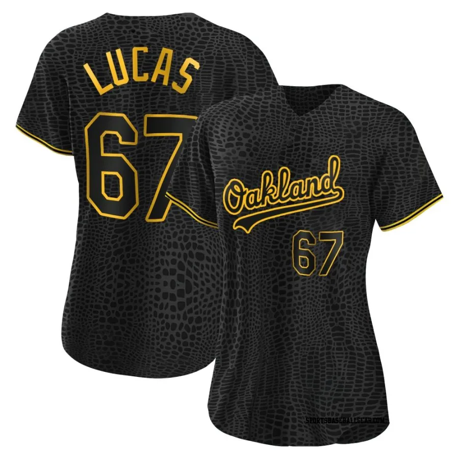 Easton Lucas Women's Oakland Athletics Black Authentic Snake Skin City Jersey