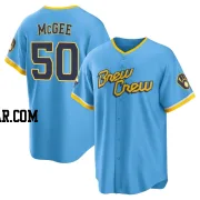 Easton McGee Men's Milwaukee Brewers Blue Replica Powder 2022 City Connect Jersey
