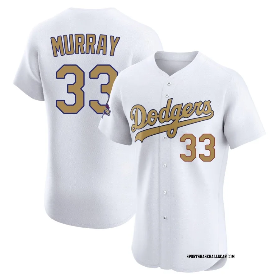 Eddie Murray Men's Los Angeles Dodgers Gold Elite White 2025 Collection Jersey