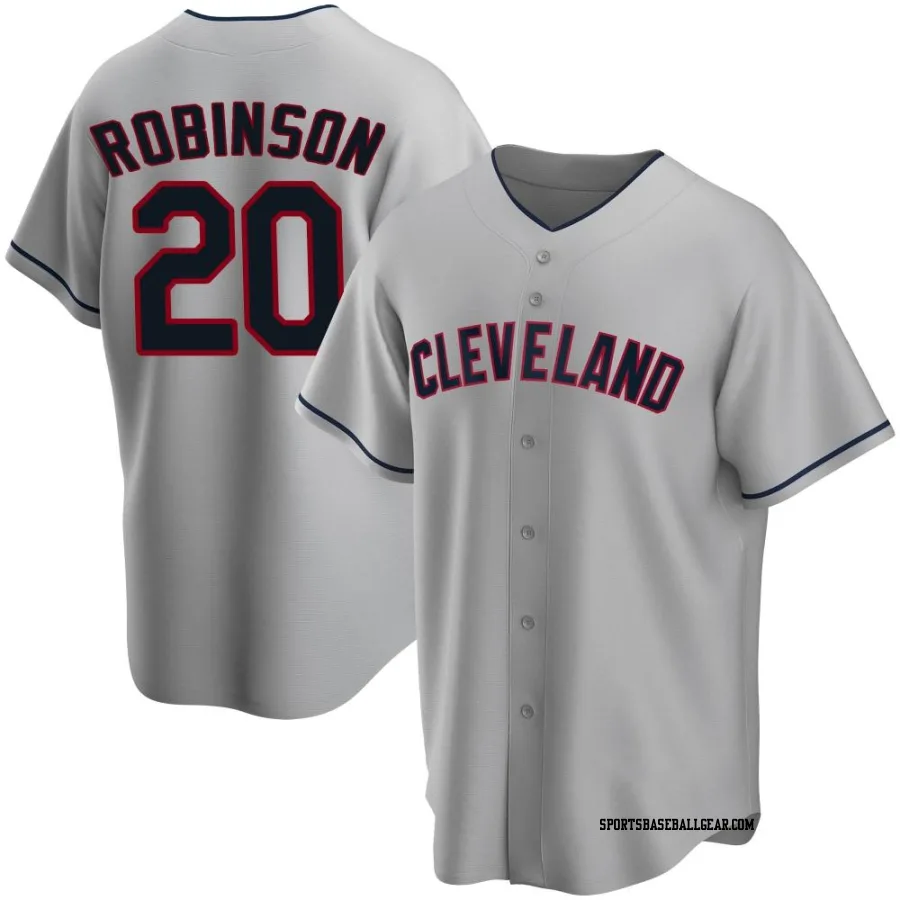 Eddie Robinson Men's Cleveland Guardians Gray Replica Road Jersey