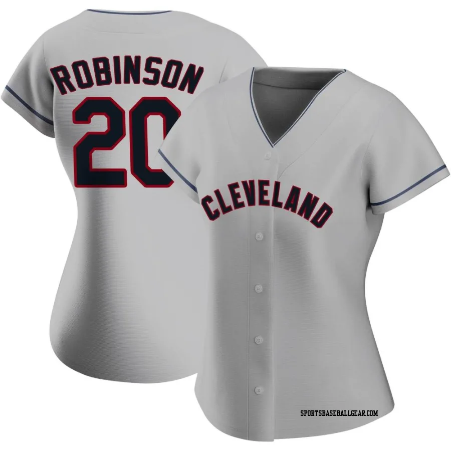 Eddie Robinson Women's Cleveland Guardians Gray Replica Road Jersey