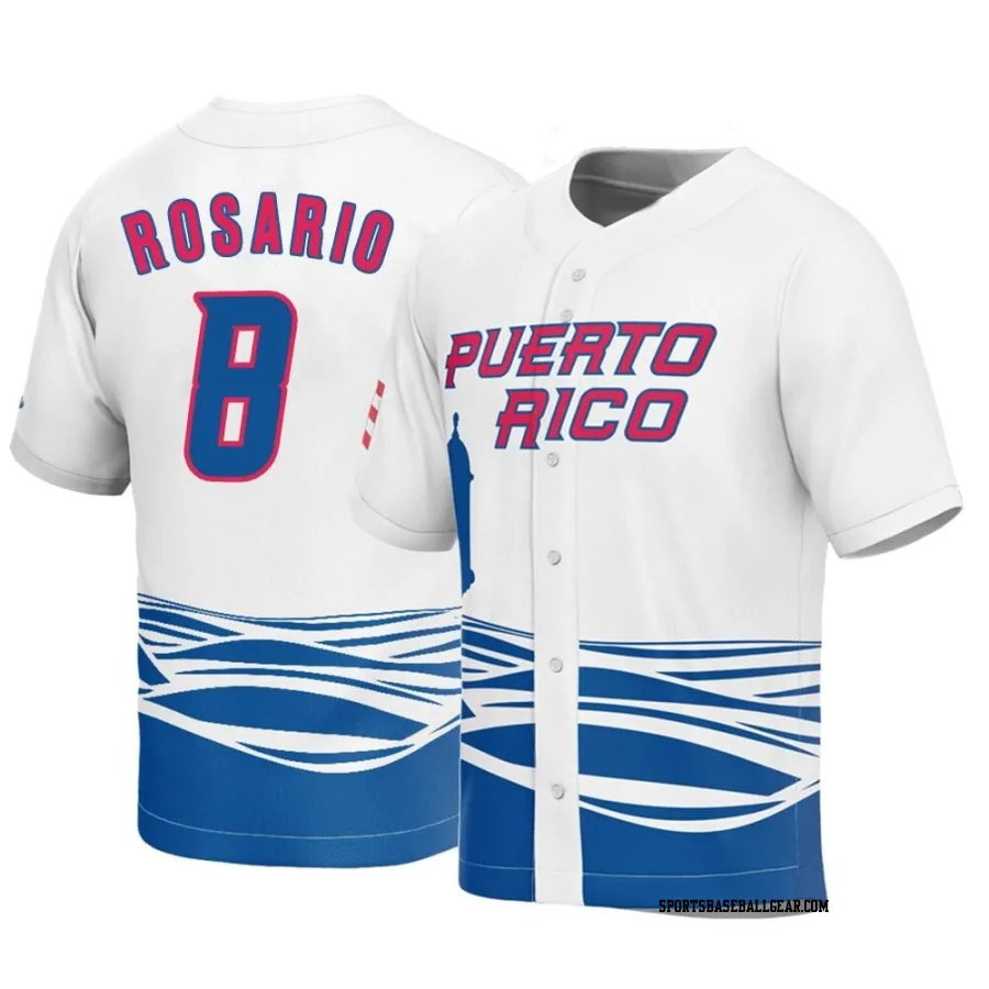 Eddie Rosario Youth Puerto Rico Baseball White Replica 2023 World Baseball Classic Jersey