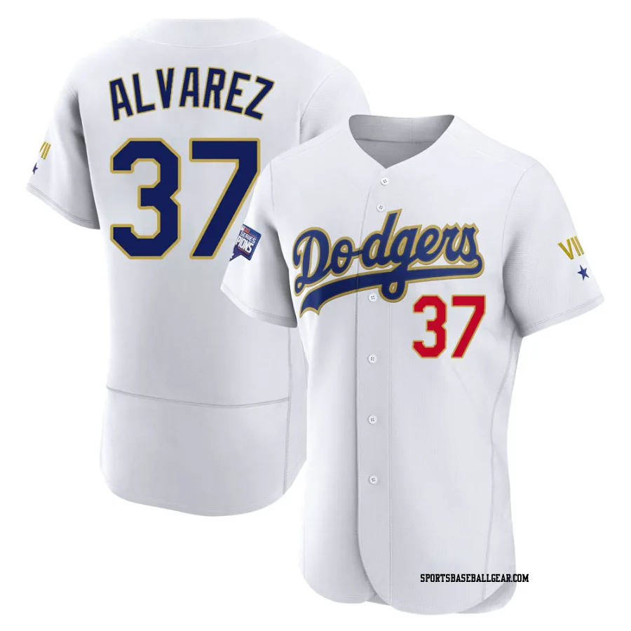 Eddy Alvarez Men's Los Angeles Dodgers White/Gold Authentic 2021 Gold Program Player Jersey