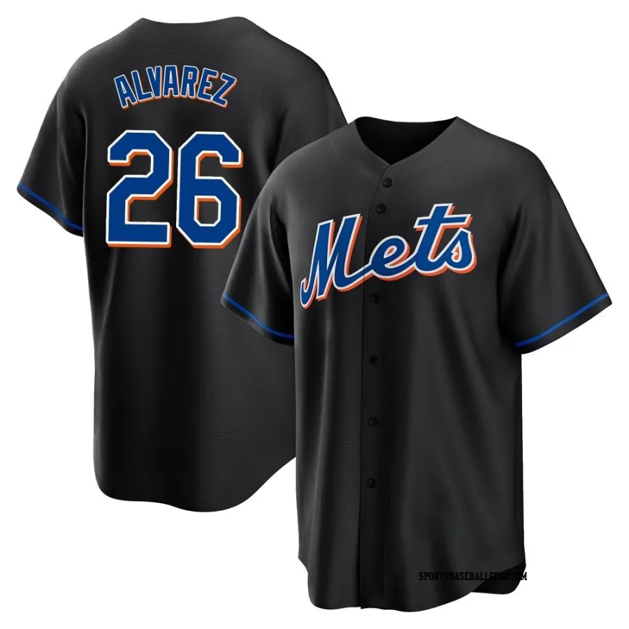 Eddy Alvarez Men's New York Mets Black Replica 2022 Alternate Jersey