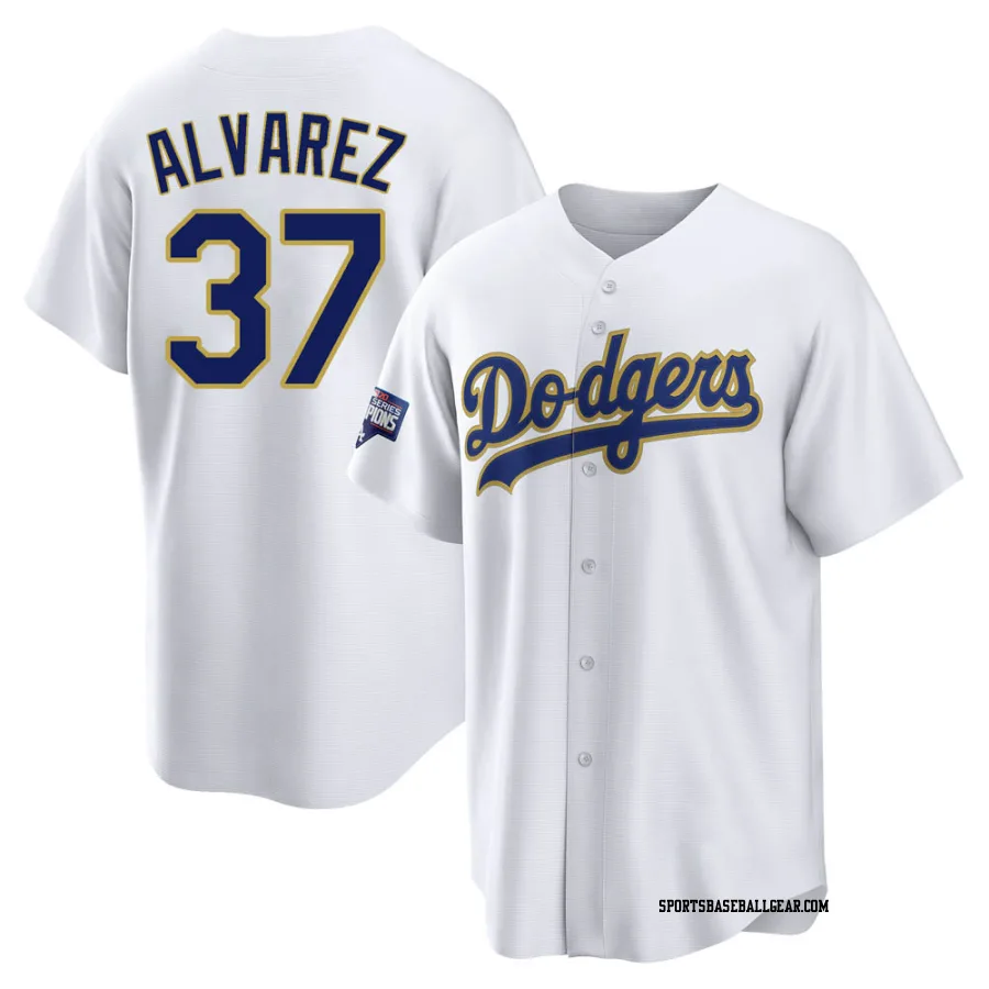 Eddy Alvarez Youth Los Angeles Dodgers White/Gold Replica 2021 Gold Program Player Jersey