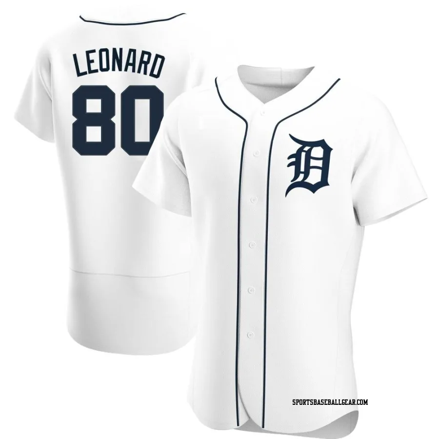 Eddys Leonard Men's Detroit Tigers White Authentic Home Jersey