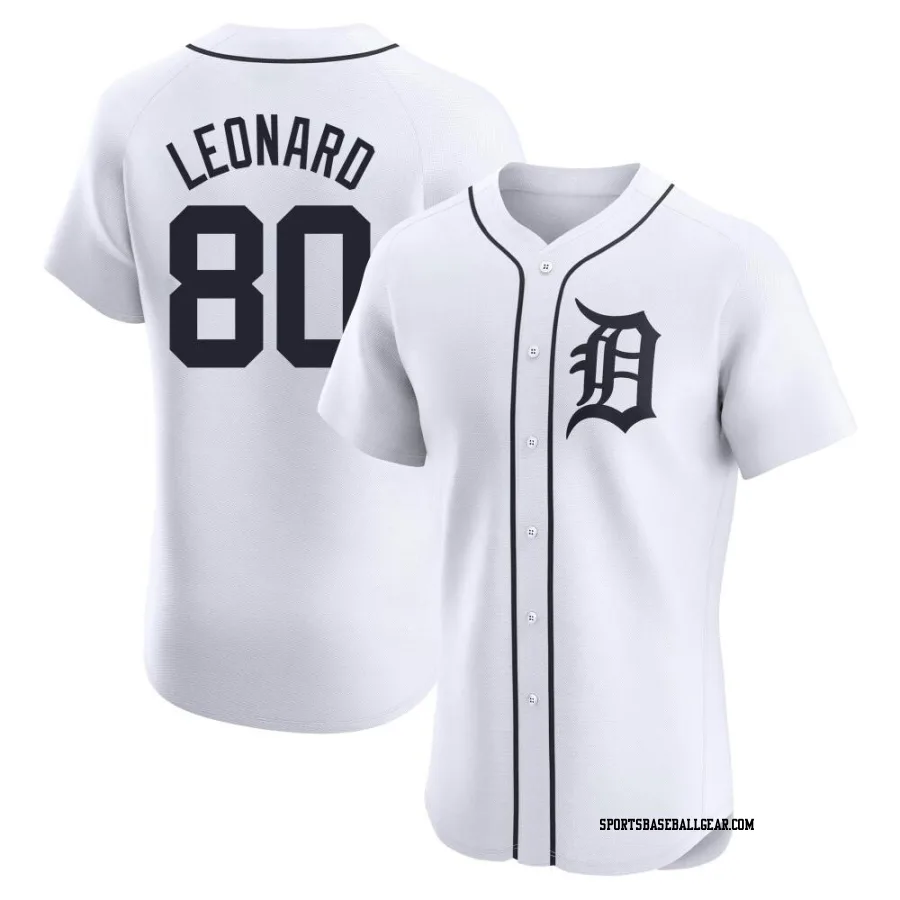 Eddys Leonard Men's Detroit Tigers White Elite Home Jersey