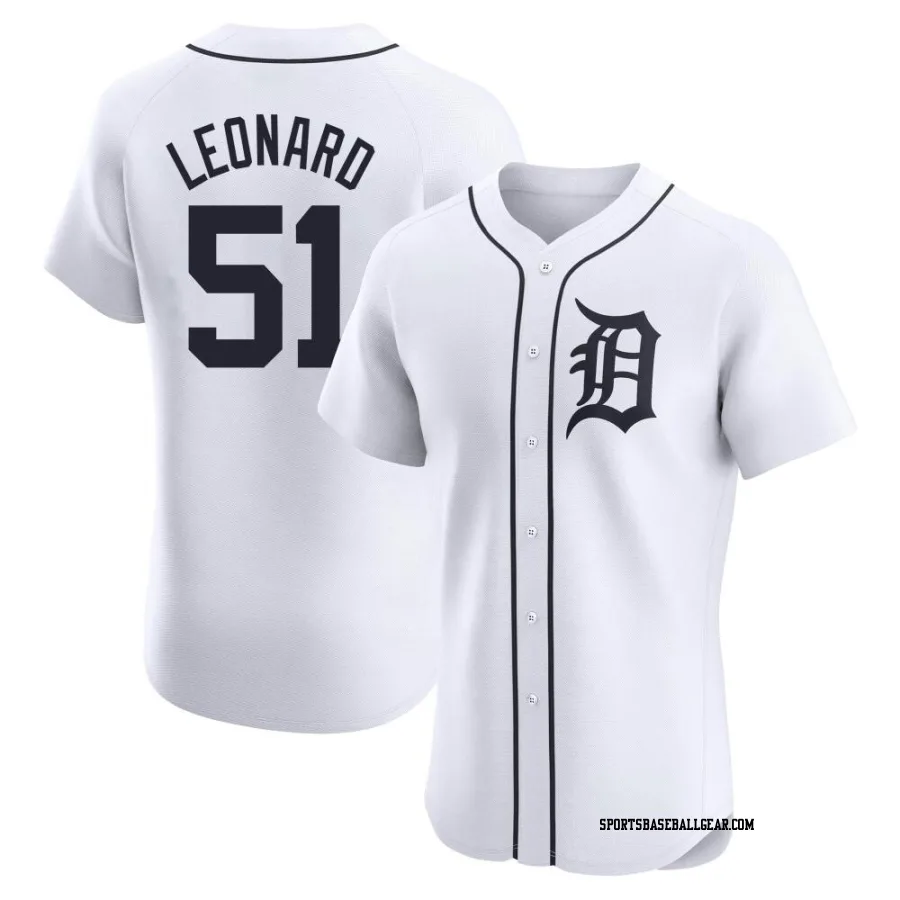 Eddys Leonard Men's Detroit Tigers White Elite Home Jersey