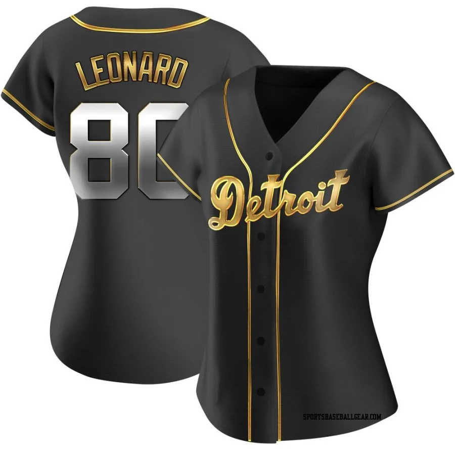 Eddys Leonard Women's Detroit Tigers Black Golden Replica Alternate Jersey