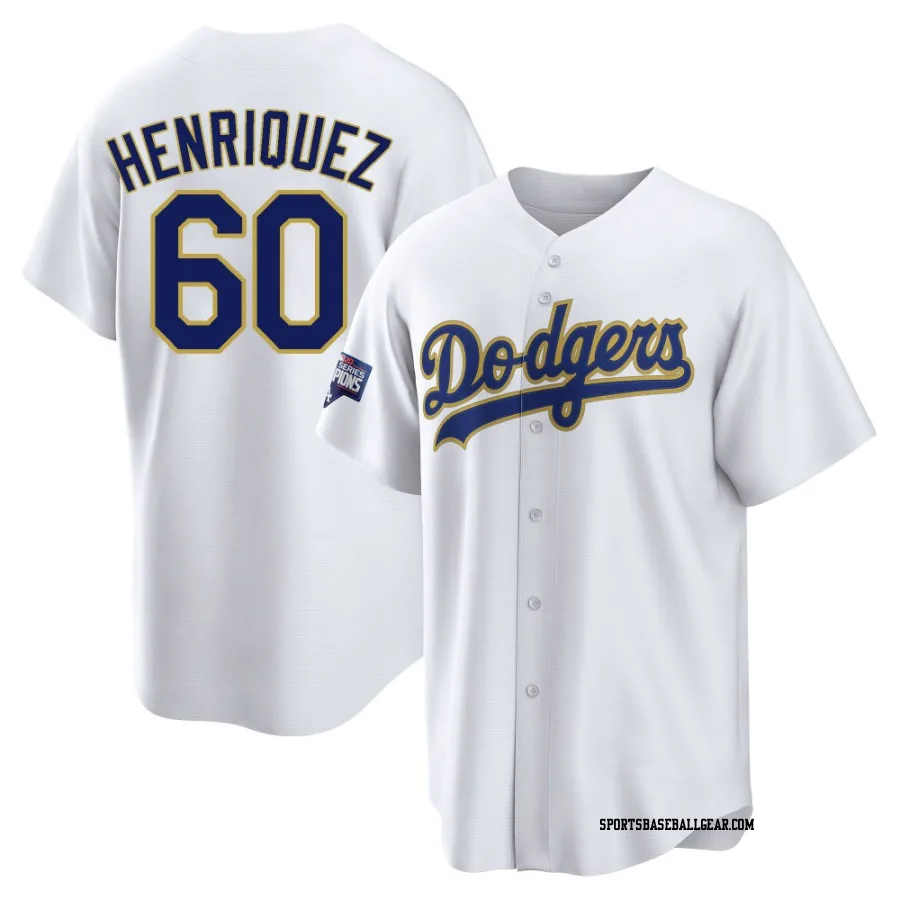 Edgardo Henriquez Men's Los Angeles Dodgers White/Gold Replica 2021 Gold Program Player Jersey