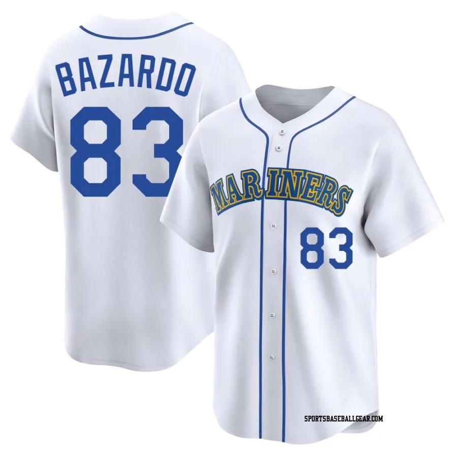 Eduard Bazardo Men's Seattle Mariners White Limited Throwback Cooperstown Collection Jersey