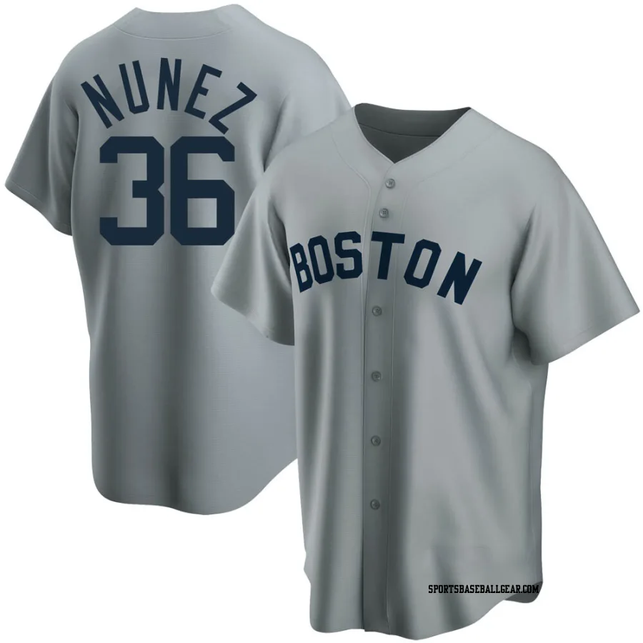 Eduardo Nunez Men's Boston Red Sox Gray Replica Road Cooperstown Collection Jersey