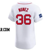 Eduardo Nunez Men's Boston Red Sox White Elite Home Patch Jersey
