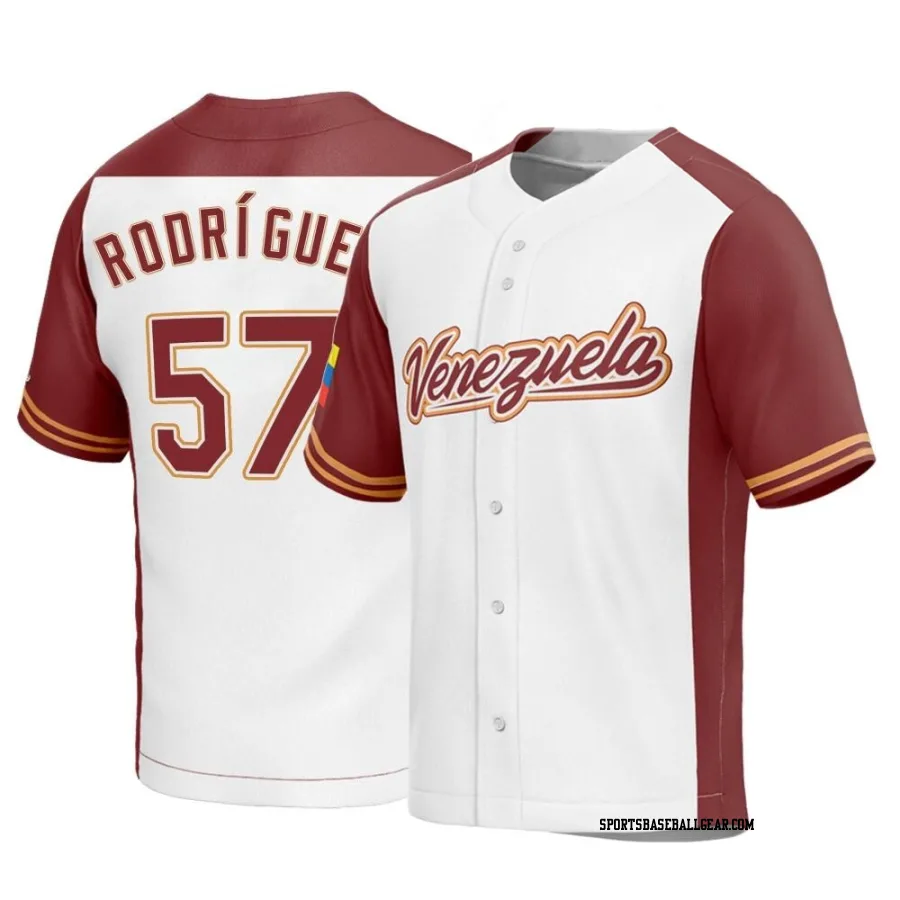 Eduardo Rodriguez Youth Venezuela Baseball White Replica 2023 World Baseball Classic Jersey
