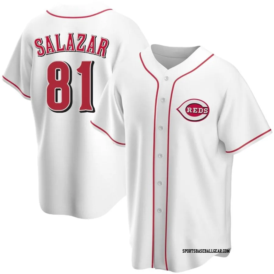 Eduardo Salazar Men's Cincinnati Reds White Replica Home Jersey