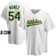 Eduarniel Nunez Men's Oakland Athletics White Replica Home Jersey