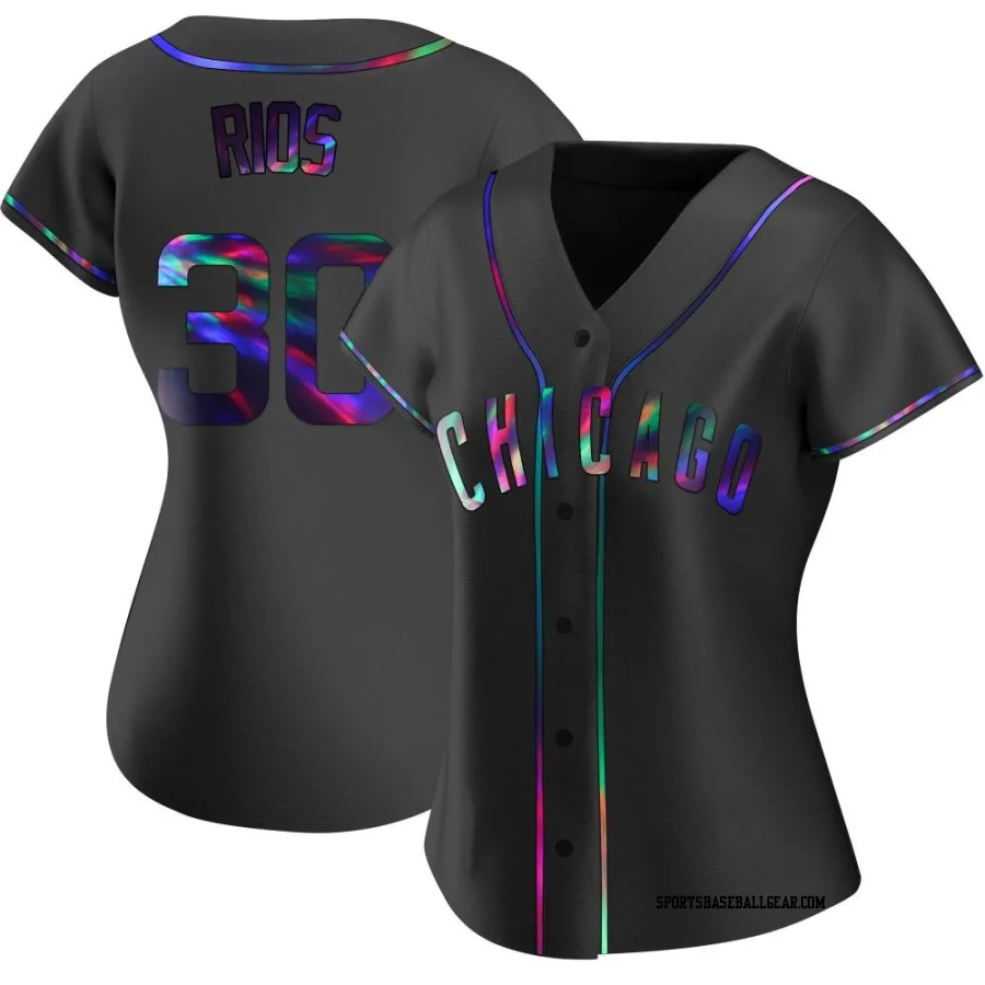 Edwin Rios Women's Chicago Cubs Black Holographic Replica Alternate Jersey