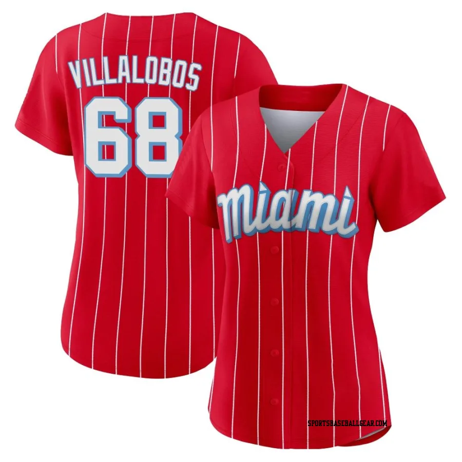 Eli Villalobos Women's Miami Marlins Red Authentic 2021 City Connect Jersey