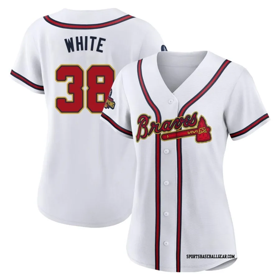 Eli White Women's Atlanta Braves Gold Replica White 2022 Program Jersey