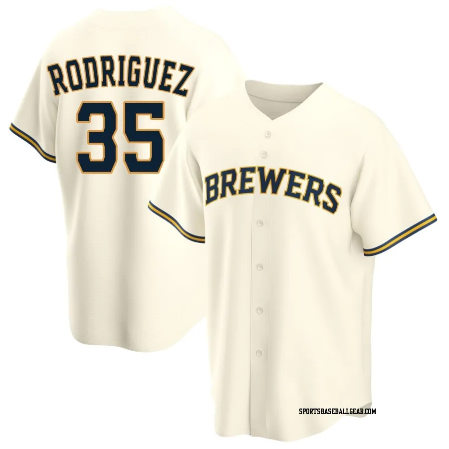 Elvin Rodriguez Men's Milwaukee Brewers Cream Replica Home Jersey