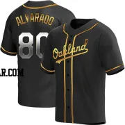 Elvis Alvarado Men's Oakland Athletics Black Golden Replica Alternate Jersey
